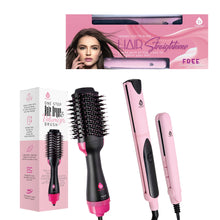 Load image into Gallery viewer, Hair Styling Power Bundle: One Step Hair Dryer &amp; Volumizer Brush + Professional Salon Quality Flat Iron Hair Straightener With Free Travel Straightener
