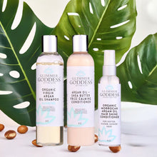 Load image into Gallery viewer, Organic Argan Oil Hair Treatment Trio, Hydrating Shampoo, Deep Conditioner, and Hair Shine Spray

